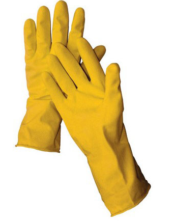 Yellow Latex Gloves, Flock Lined, Extra Large, 12 Pack