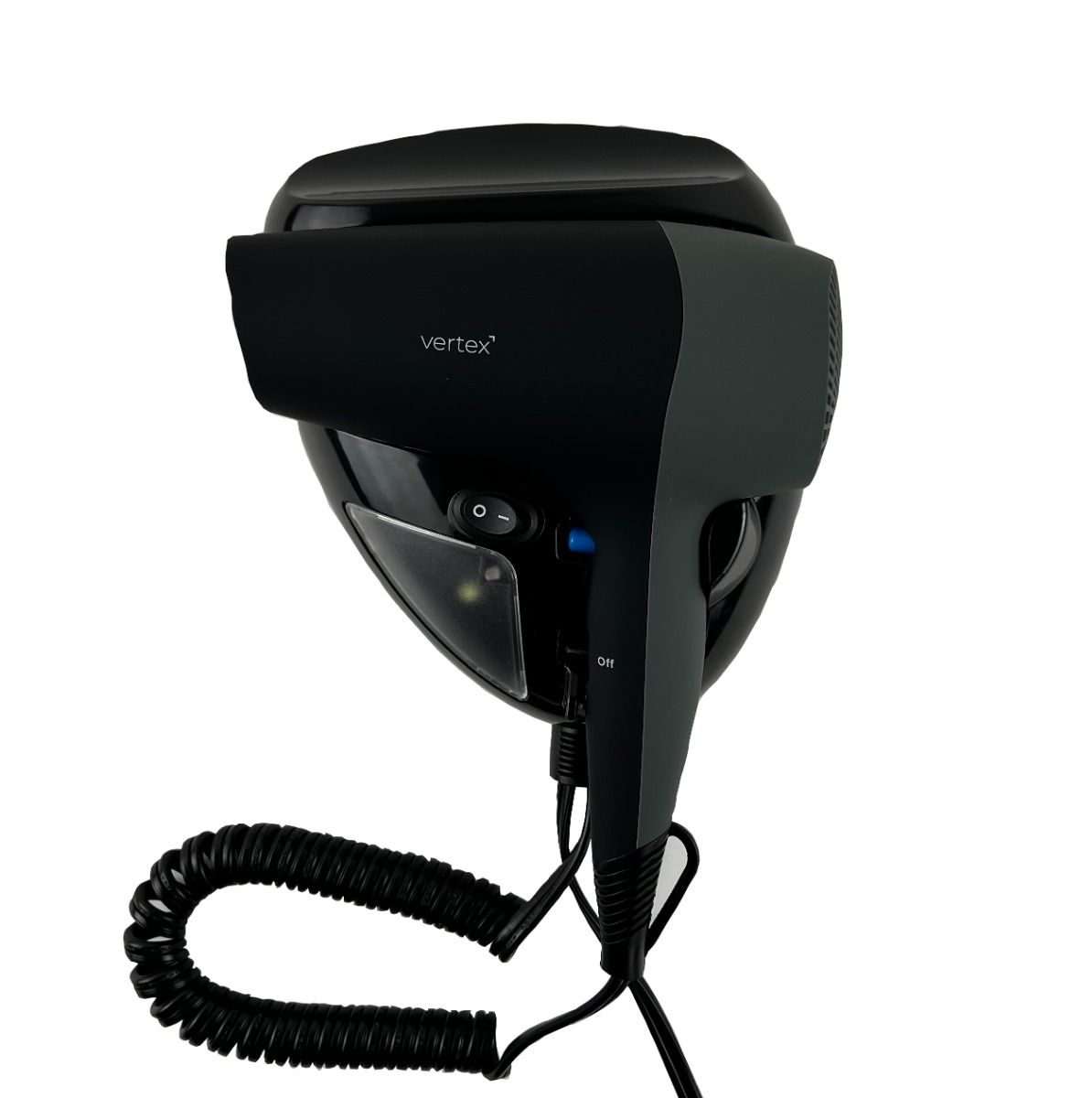 Vertex Lux Wall Mount Hair Dryer, 1875W, Black, Nightlight