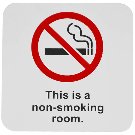 No Smoking Door Sign, Silver/Black, 3 x3