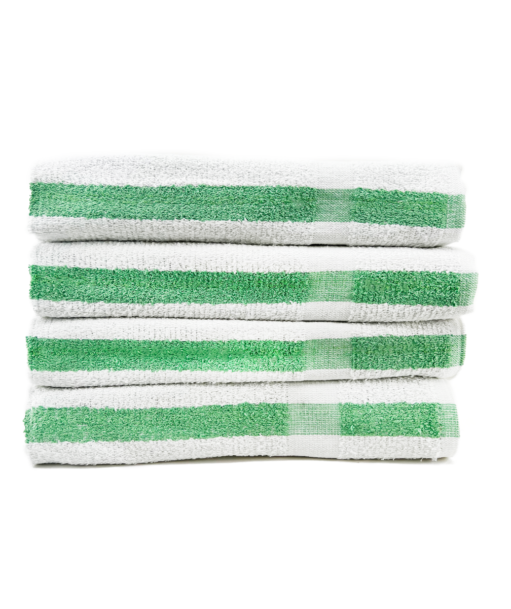 Deluxe Pool Towel, Green Center Stripe