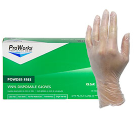 Disposable Vinyl Gloves, Medium, Powder-Free, 100/BX